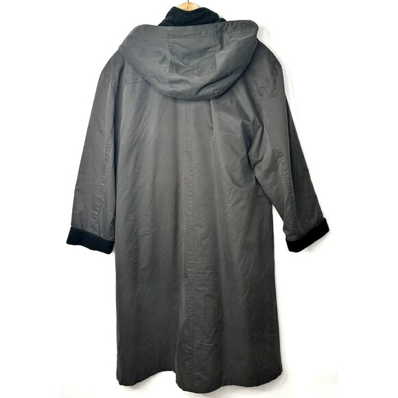 Hucke Mode Collection Womens Trench Coat Wool Lined Hooded Vintage Grey Size 12 - Picture 2 of 16